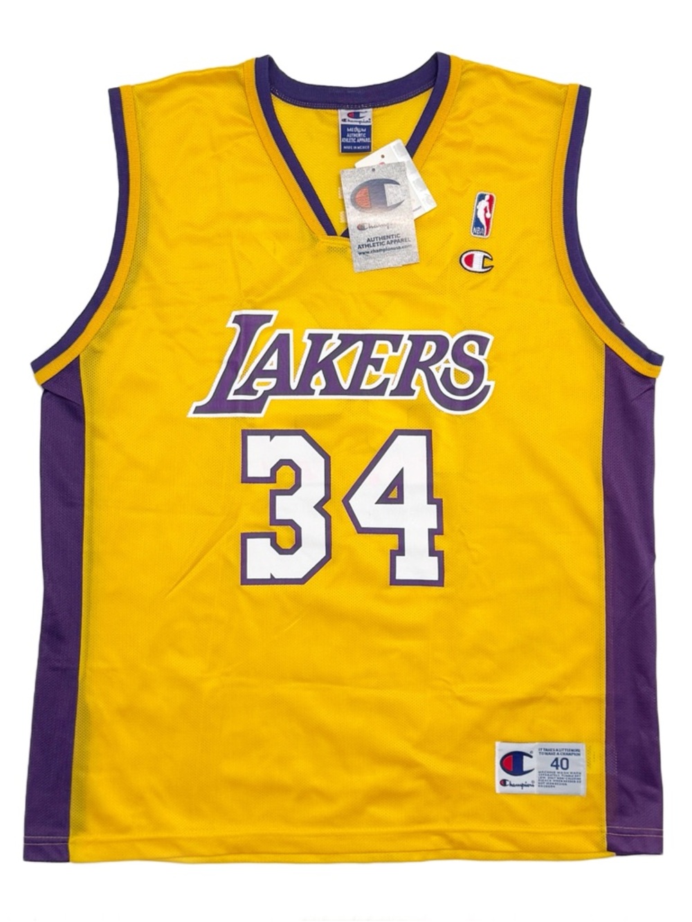 Vintage LA Lakers 34 Shaq O'Neal Mesh Basketball Jersey NBA Champion Size 40 (M)